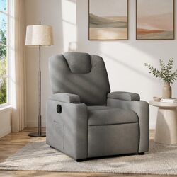 Concise Grey Fabric Recliner Chair with Cup Holders