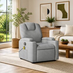 Compact Grey Massage Recliner Armchair with Vibrating Features