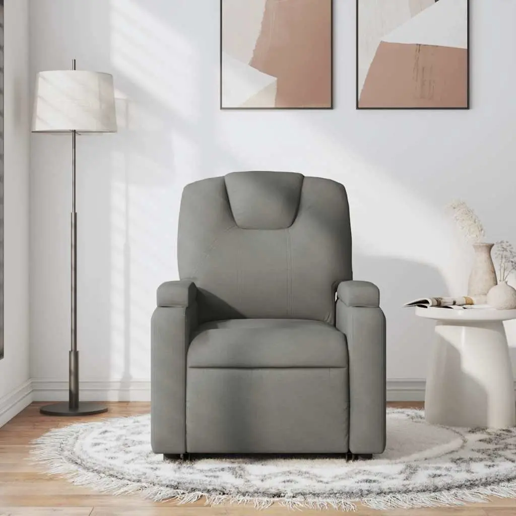 Massage Recliner Chair Grey Fabric Manual Recline 135 Degree Vibration Armchair