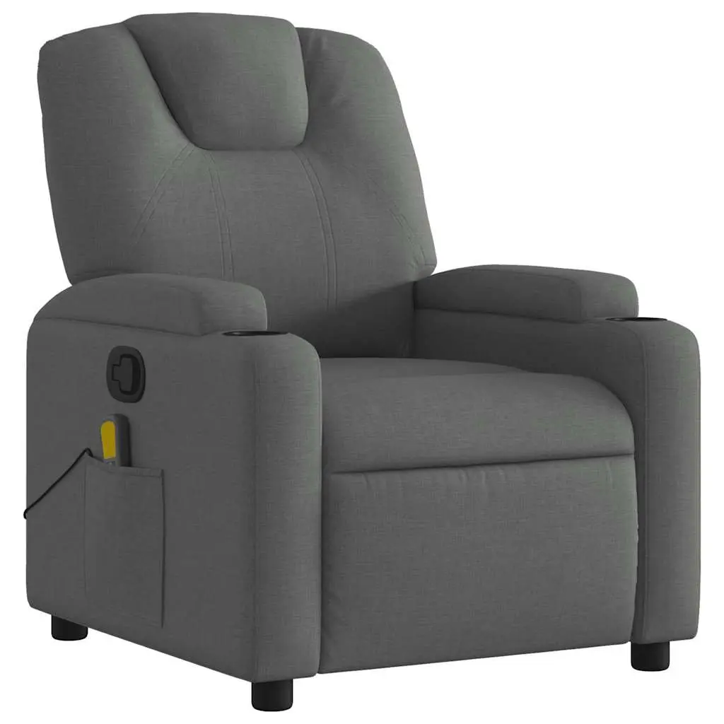 Massage Recliner Chair Grey Fabric Manual Recline 135 Degree Vibration Armchair