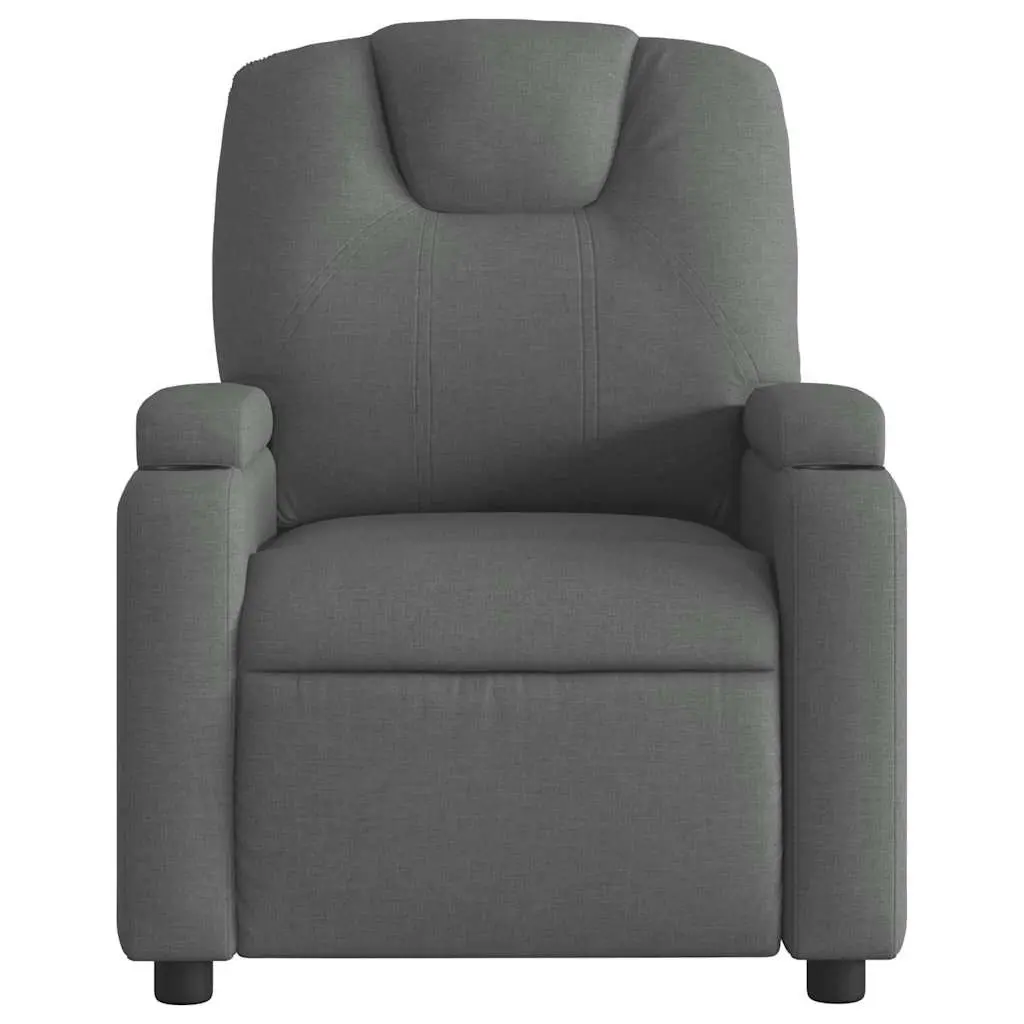 Massage Recliner Chair Grey Fabric Manual Recline 135 Degree Vibration Armchair