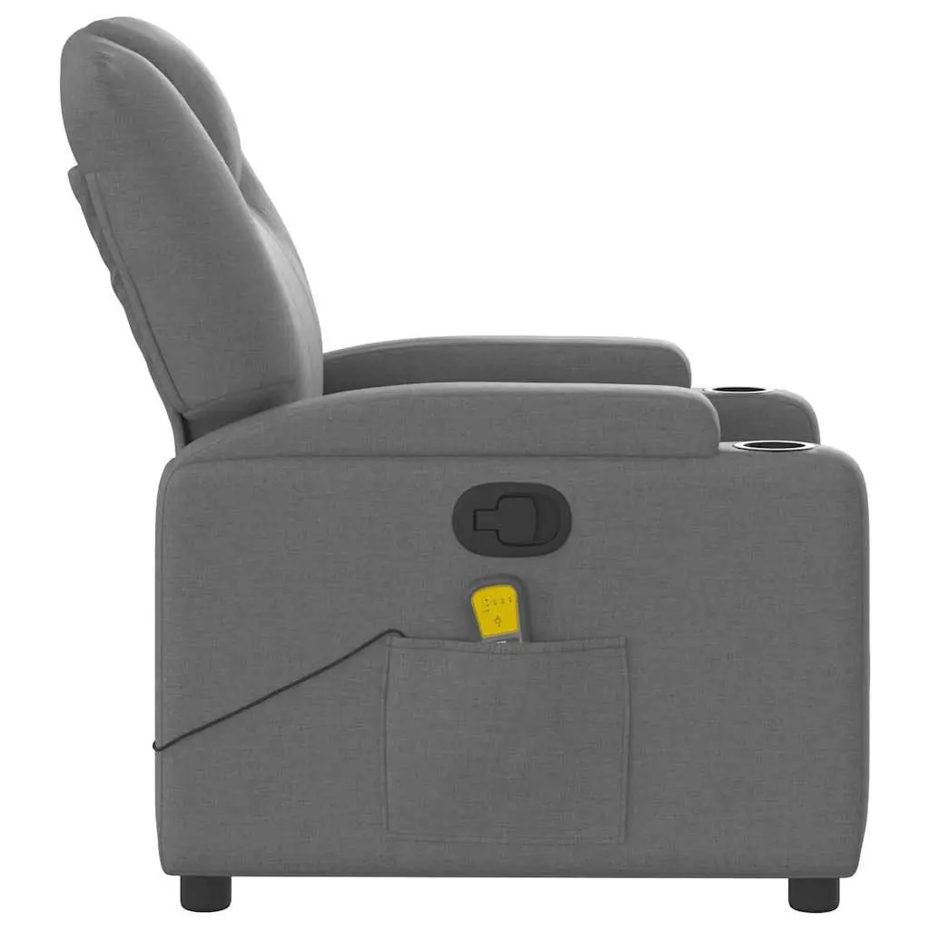 Massage Recliner Chair Grey Fabric Manual Recline 135 Degree Vibration Armchair