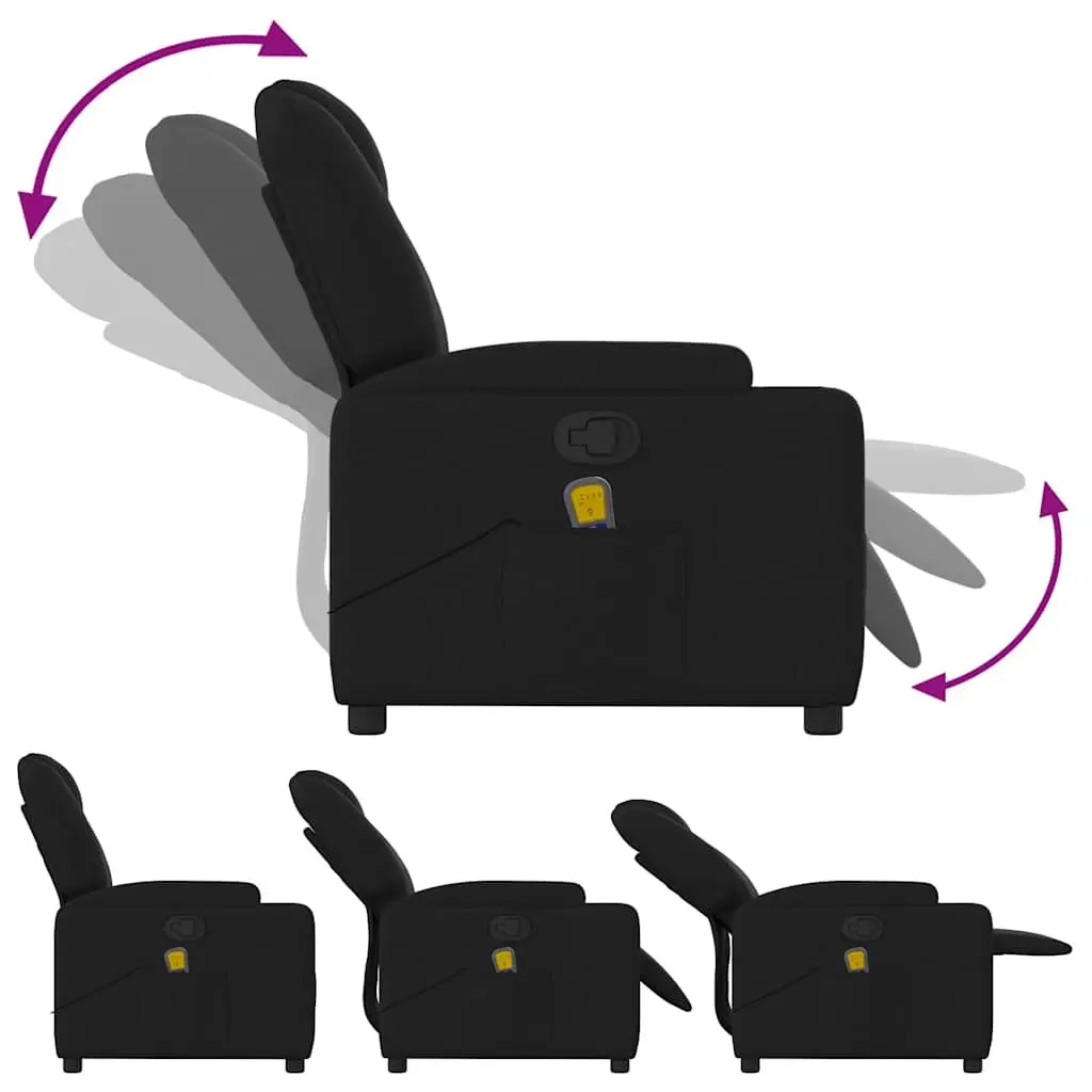 Massage Recliner Chair Black Fabric Manual Recline Vibration 6 Points