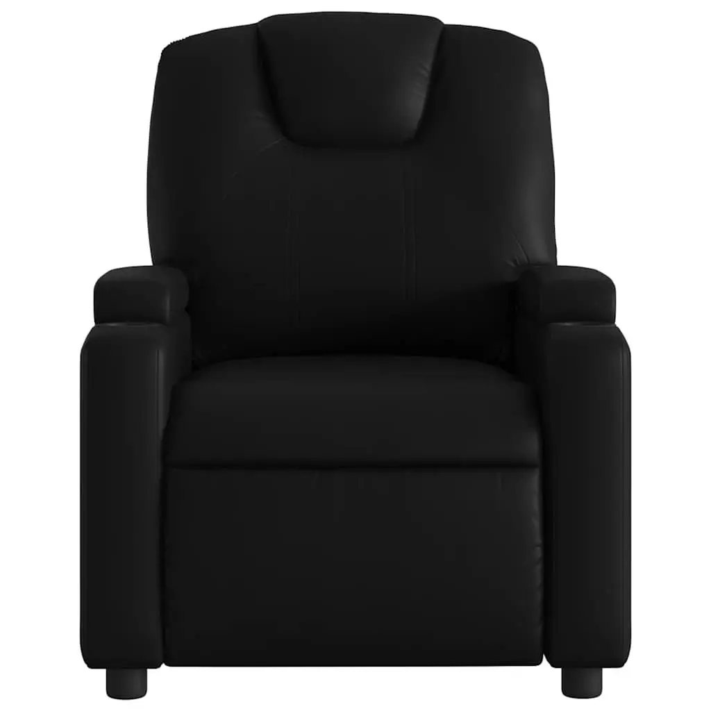 Recliner Armchair Black Faux Leather Manual Reclining Cup Holders