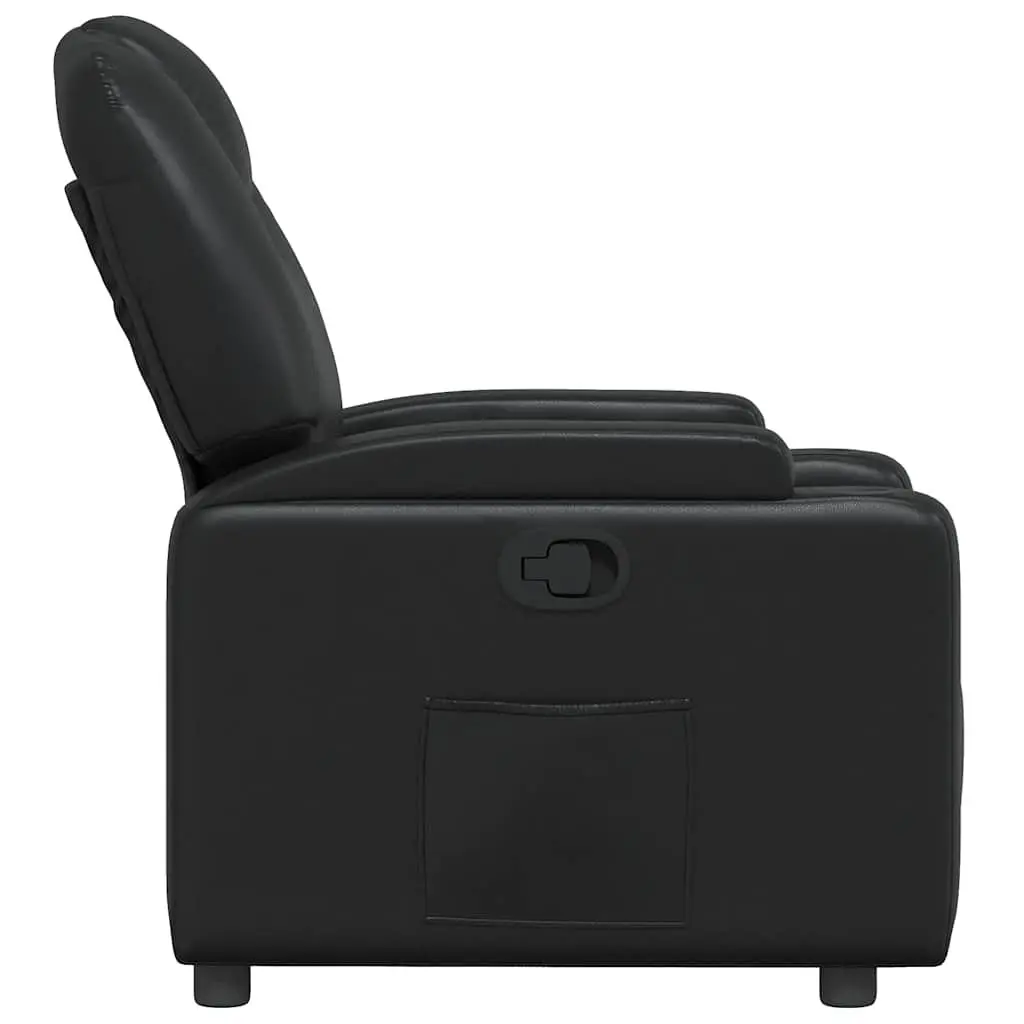 Recliner Armchair Black Faux Leather Manual Reclining Cup Holders