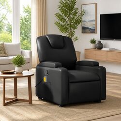 Black Faux Leather Massage Recliner Chair