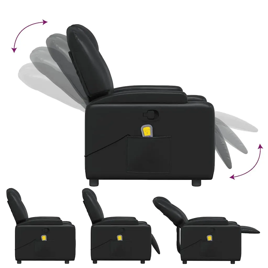 Massage Recliner Chair Black Faux Leather Manual Reclining Vibration Massage Points
