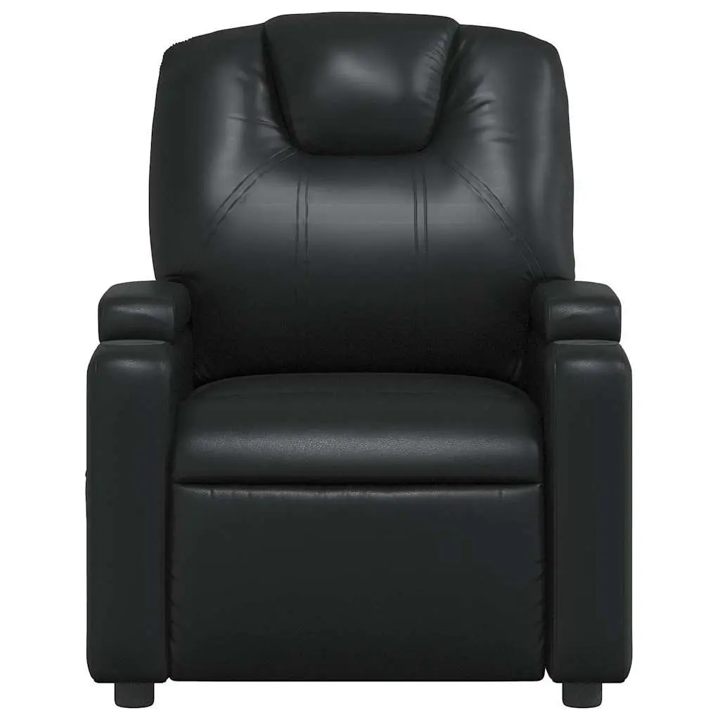Massage Recliner Chair Black Faux Leather Manual Reclining Vibration Massage Points