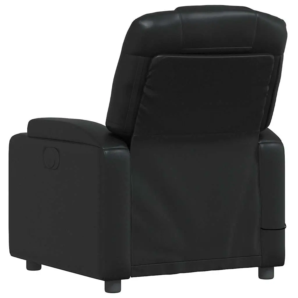 Massage Recliner Chair Black Faux Leather Manual Reclining Vibration Massage Points