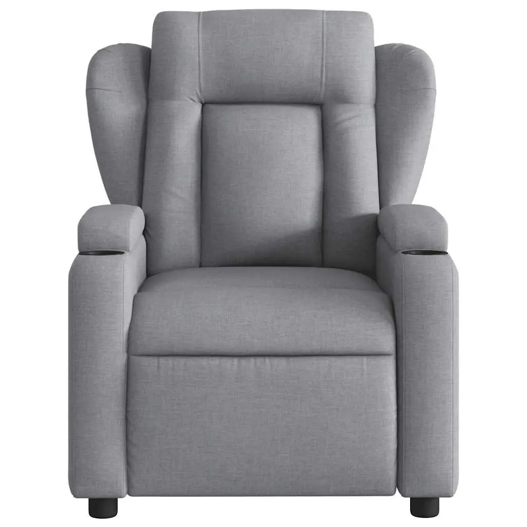 Recliner Chair Grey Fabric Manual Reclining Armchair with Cup Holders