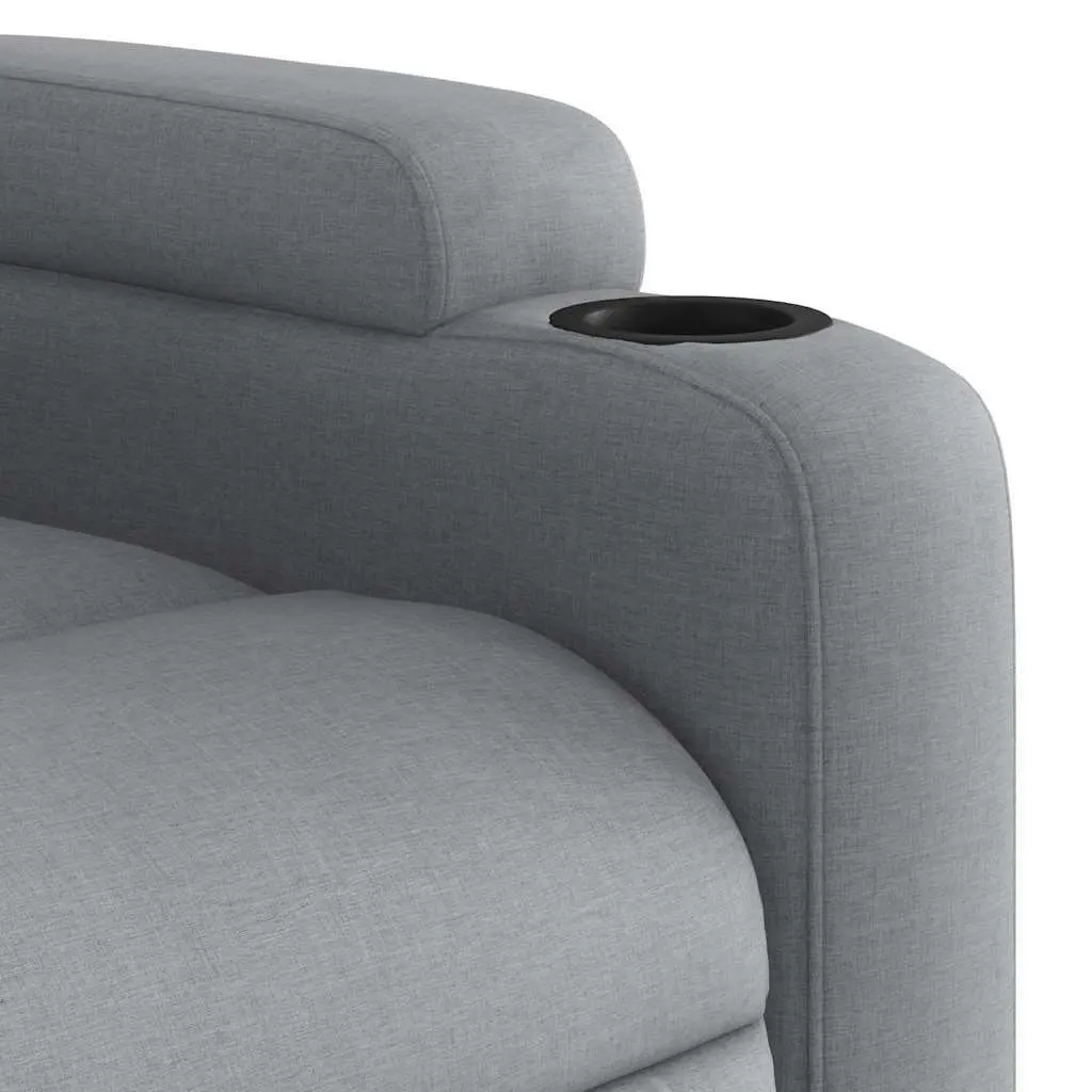 Recliner Chair Grey Fabric Manual Reclining Armchair with Cup Holders