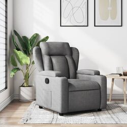 Concise Manual Recliner Chair in Grey with Cup Holders