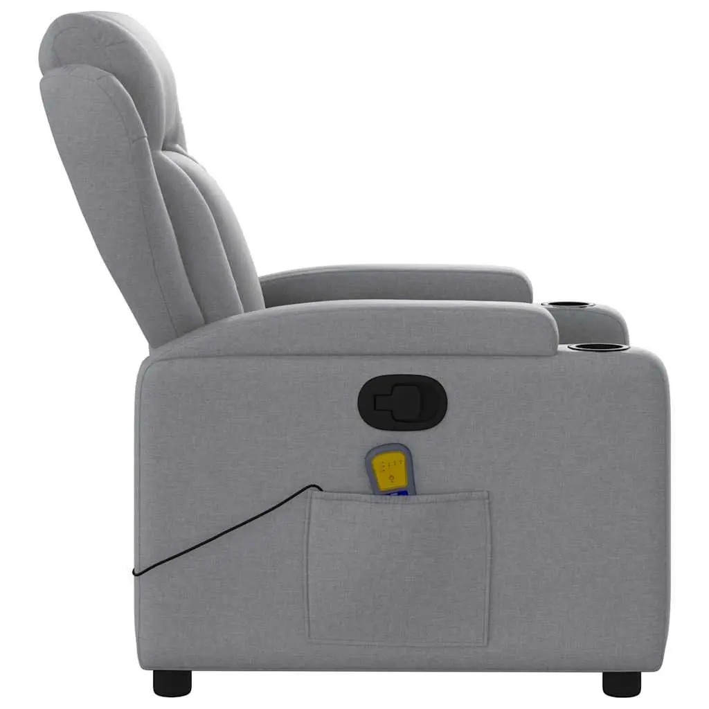 Massage Recliner Chair Grey Fabric Manual Reclining with Vibration Massage and Footrest