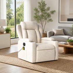 Cream Fabric Massage Recliner Chair – Relax in Style