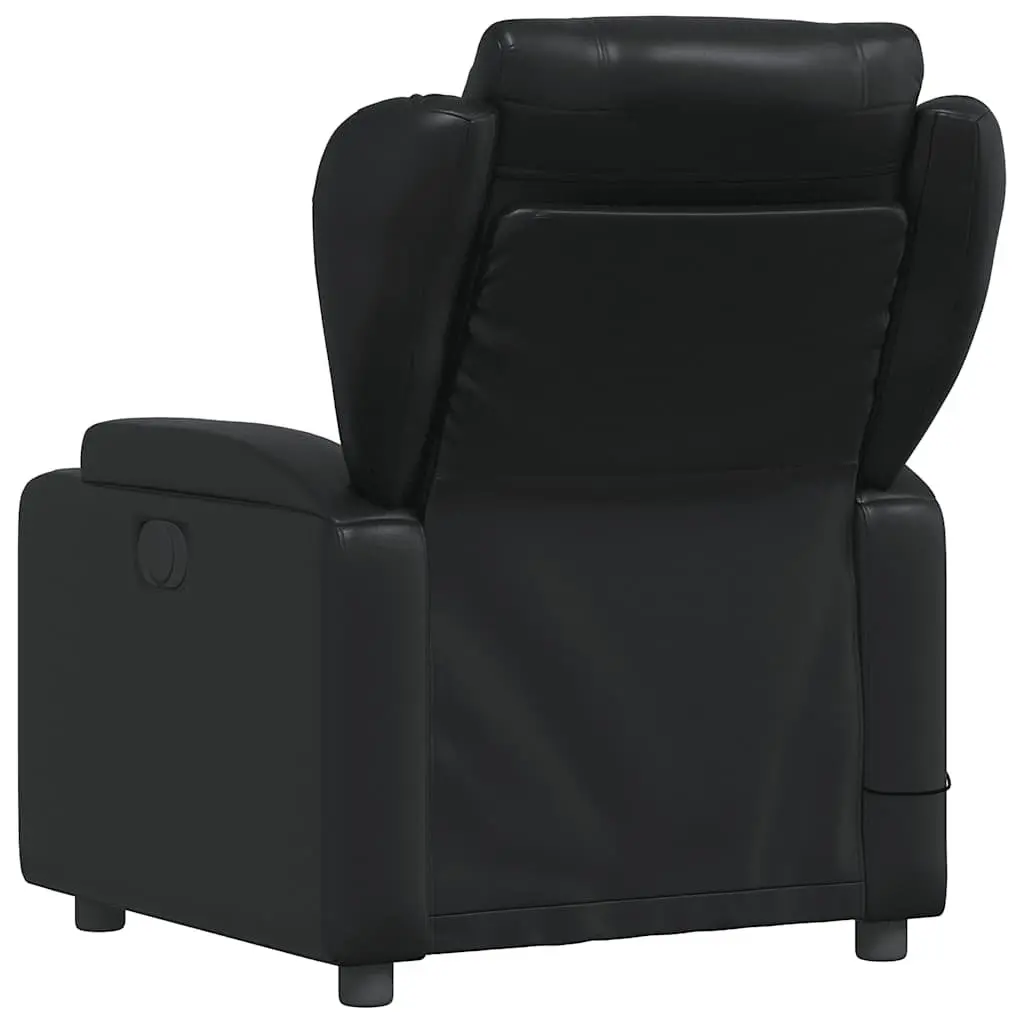 Recliner Chair Manual Vibration Faux Leather Black Adjustable Armchair