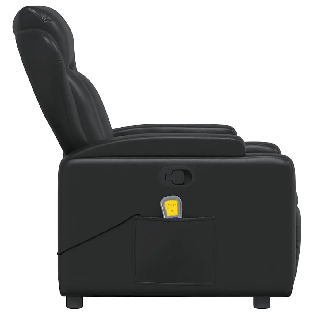 Recliner Chair Manual Vibration Faux Leather Black Adjustable Armchair