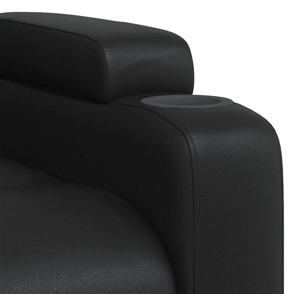 Recliner Chair Manual Vibration Faux Leather Black Adjustable Armchair