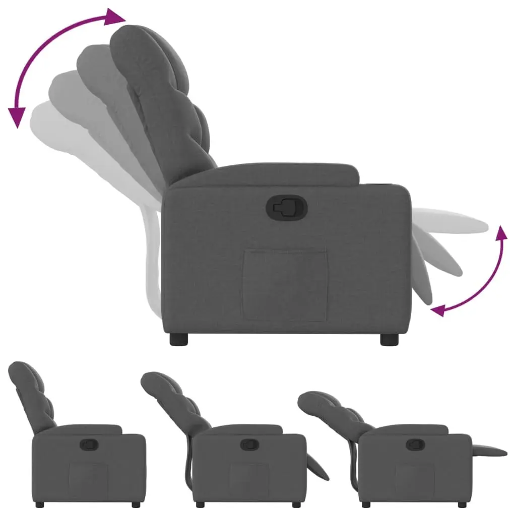 Recliner Chair Grey Manual Recline Armchair Lounge Seat with Cup Holders and Side Pocket