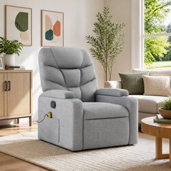 Compact Massage Recliner Chair in Light Grey
