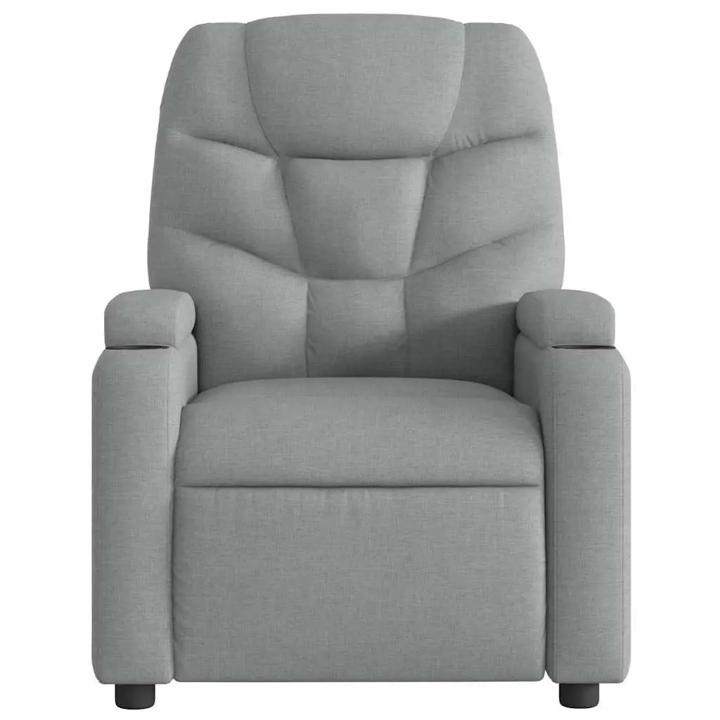 Massage Chair Light Grey Fabric Manual Reclining Armchair with 6 Massage Points and Vibrating Function