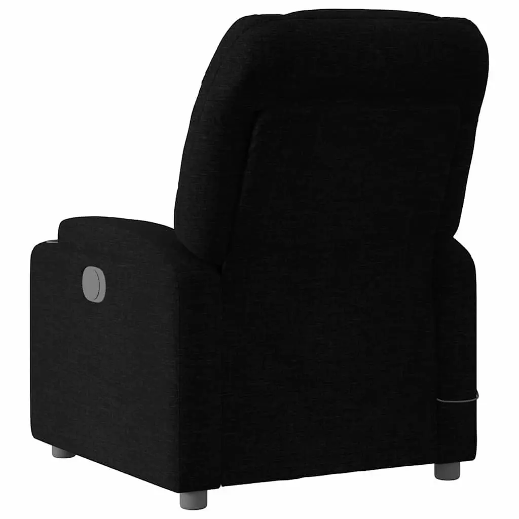 Reclining Massage Chair Black Fabric Manual Control Adjustable Footrest Vibration Massage
