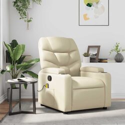 Compact and Comfortable Cream Massage Recliner Chair