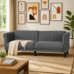 Stylish Grey Velvet 3-Seater Sofa: Comfort Meets Elegance