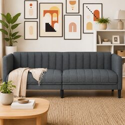 Grey Fabric 2-Seater Sofa for Relaxation