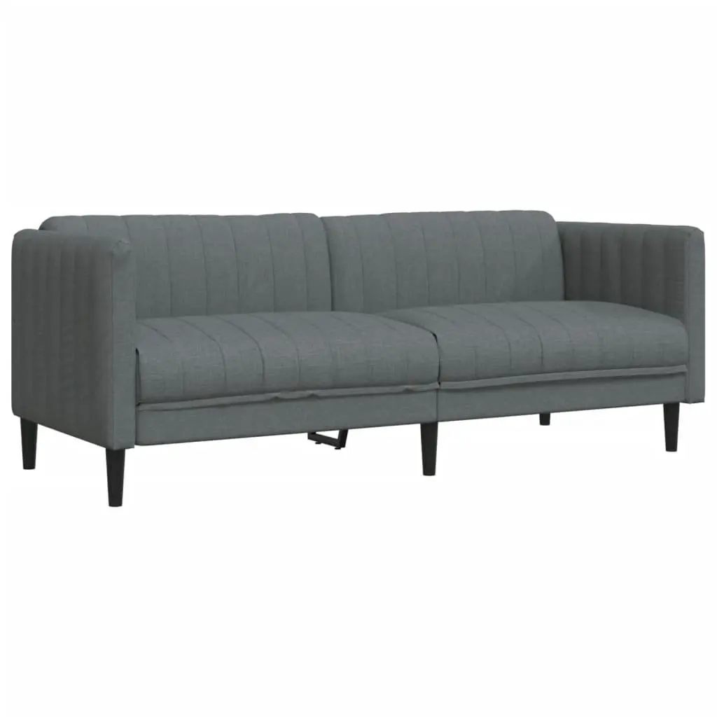 3-Seater Sofa Grey Fabric Living Room Couch Modern Design Comfortable Seating