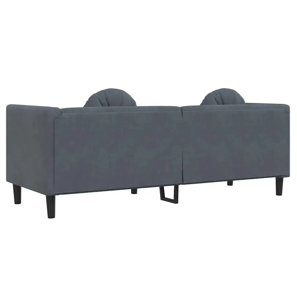 Grey Velvet 3-Seater Sofa Living Room Couch Soft Upholstery Padded Armrests Backrest