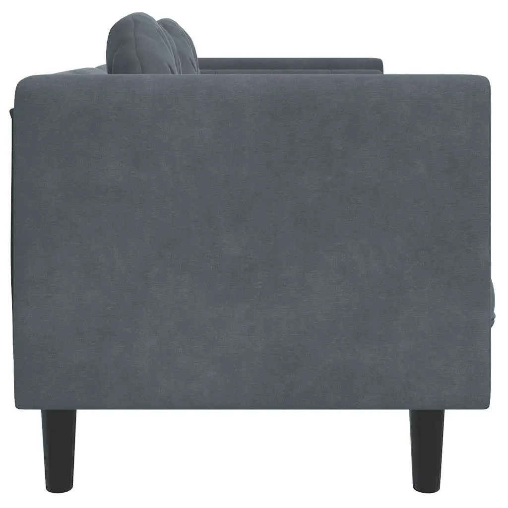 Grey Velvet 3-Seater Sofa Living Room Couch Soft Upholstery Padded Armrests Backrest