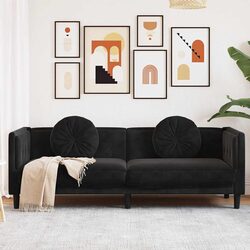 3-Seater Sofa in Black Velvet