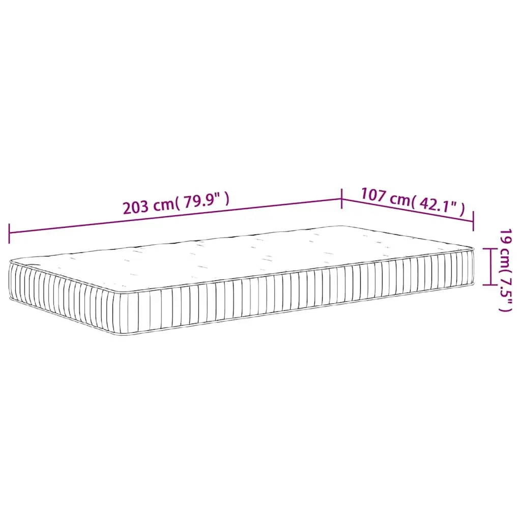 Pocket Spring Mattress White King Single 107x203 cm Medium Firmness Fabric Cover