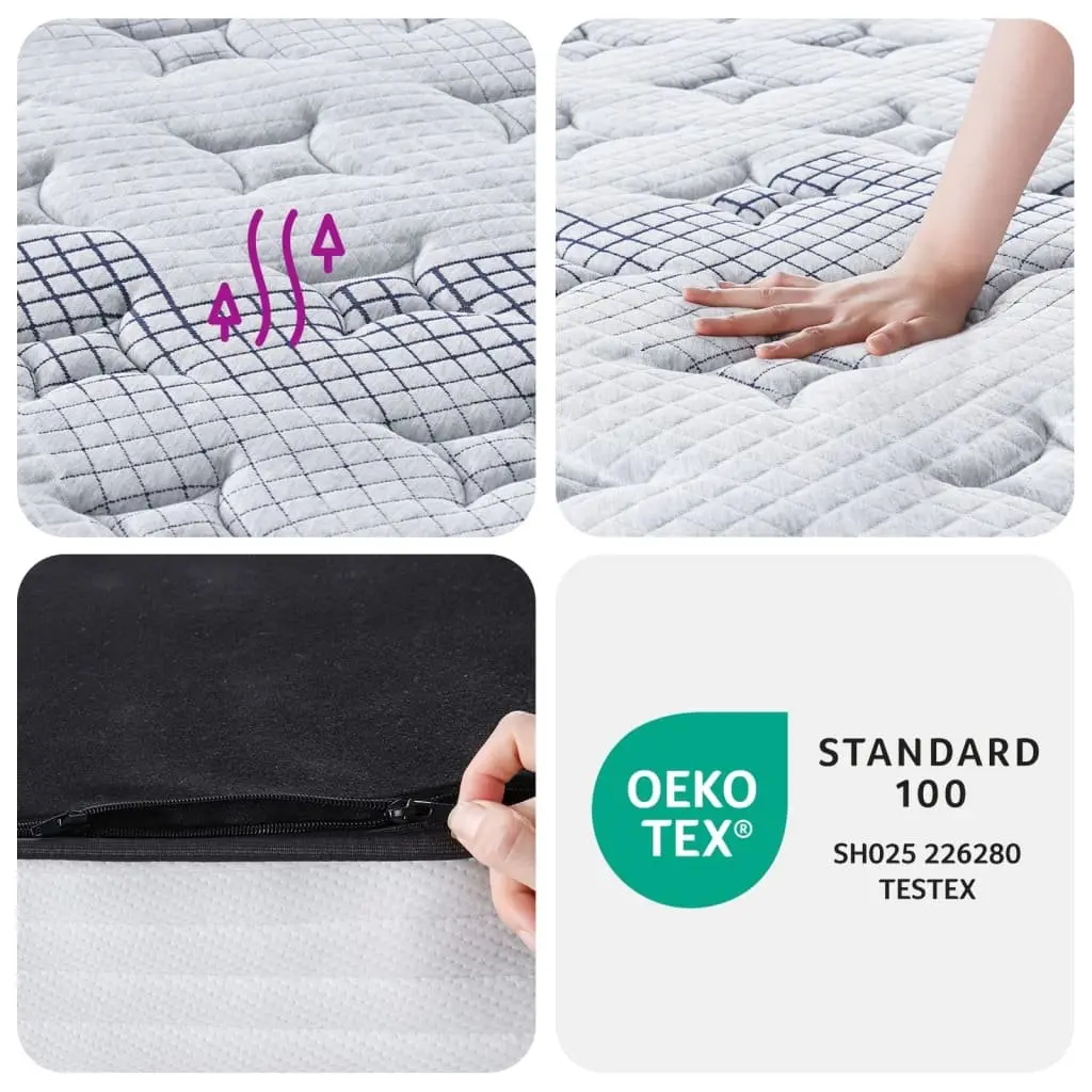 Pocket Spring Mattress Grey 90x190cm Medium Sleep Support 7 Zones