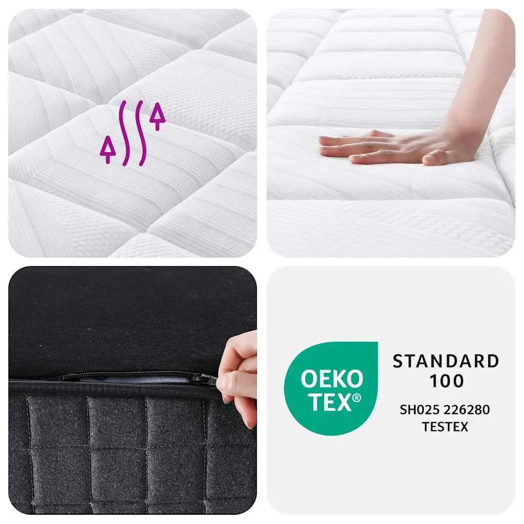 Pocket Spring Mattress White King Single 107x203cm Medium Firm Support 7 Zones