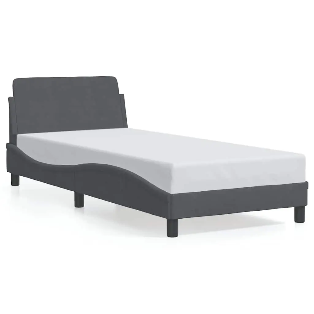 Bed Frame Grey 90x190 cm Velvet Upholstered Supportive Headboard
