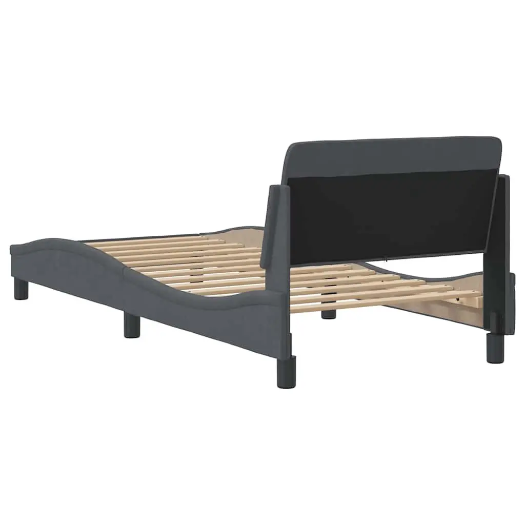 Bed Frame Grey 90x190 cm Velvet Upholstered Supportive Headboard