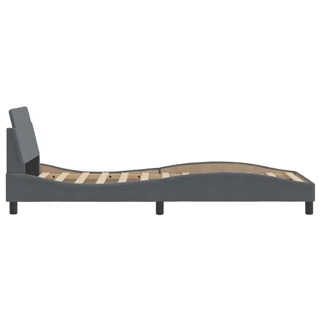Bed Frame Grey 90x190 cm Velvet Upholstered Supportive Headboard