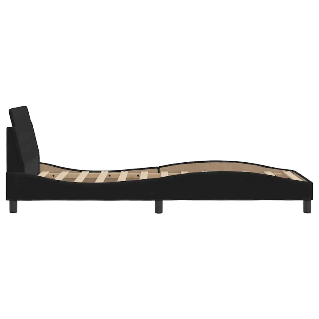 Black Velvet Bed Frame with Supportive Headboard