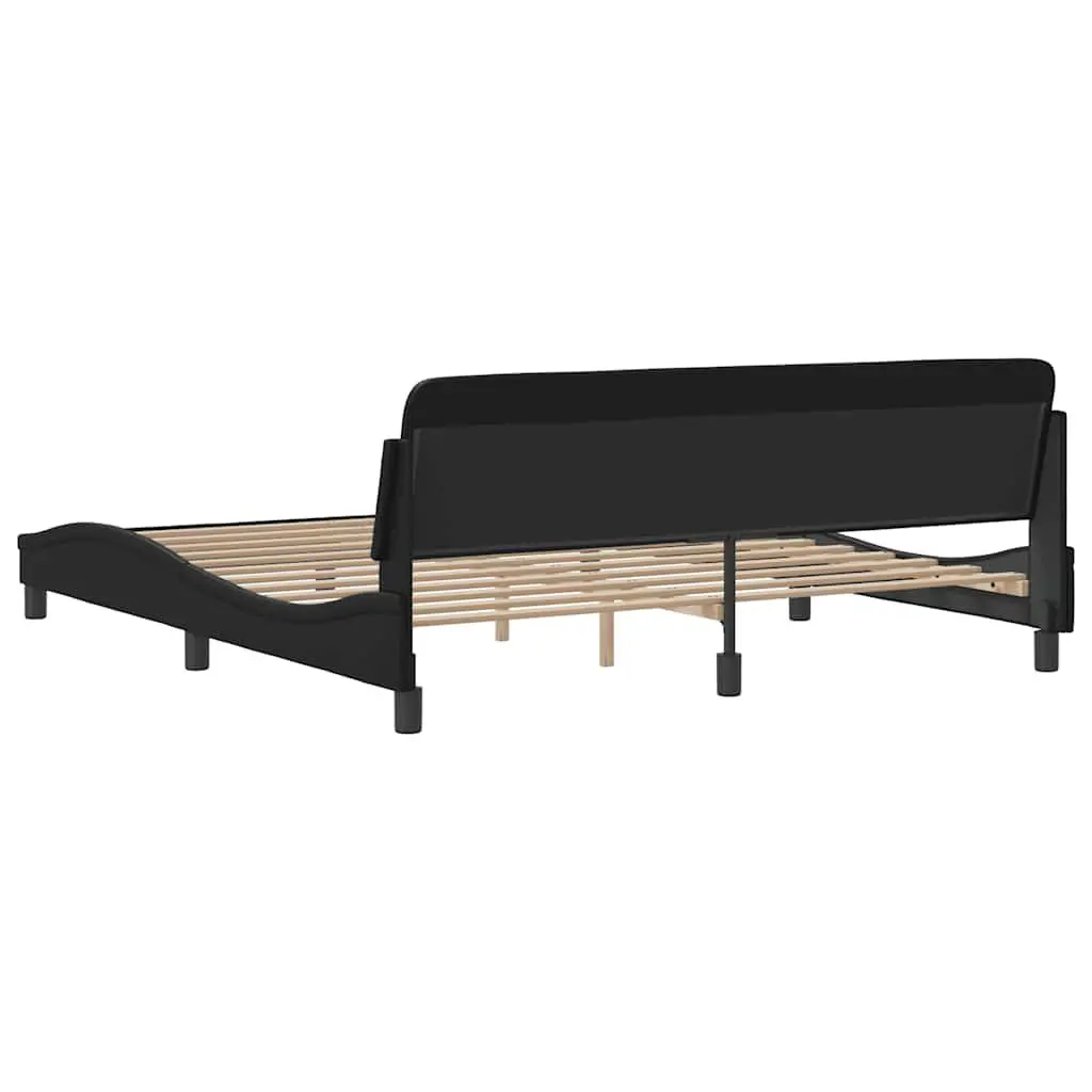 King Bed Frame 180x200 cm Black Faux Leather Headboard Bedroom Furniture