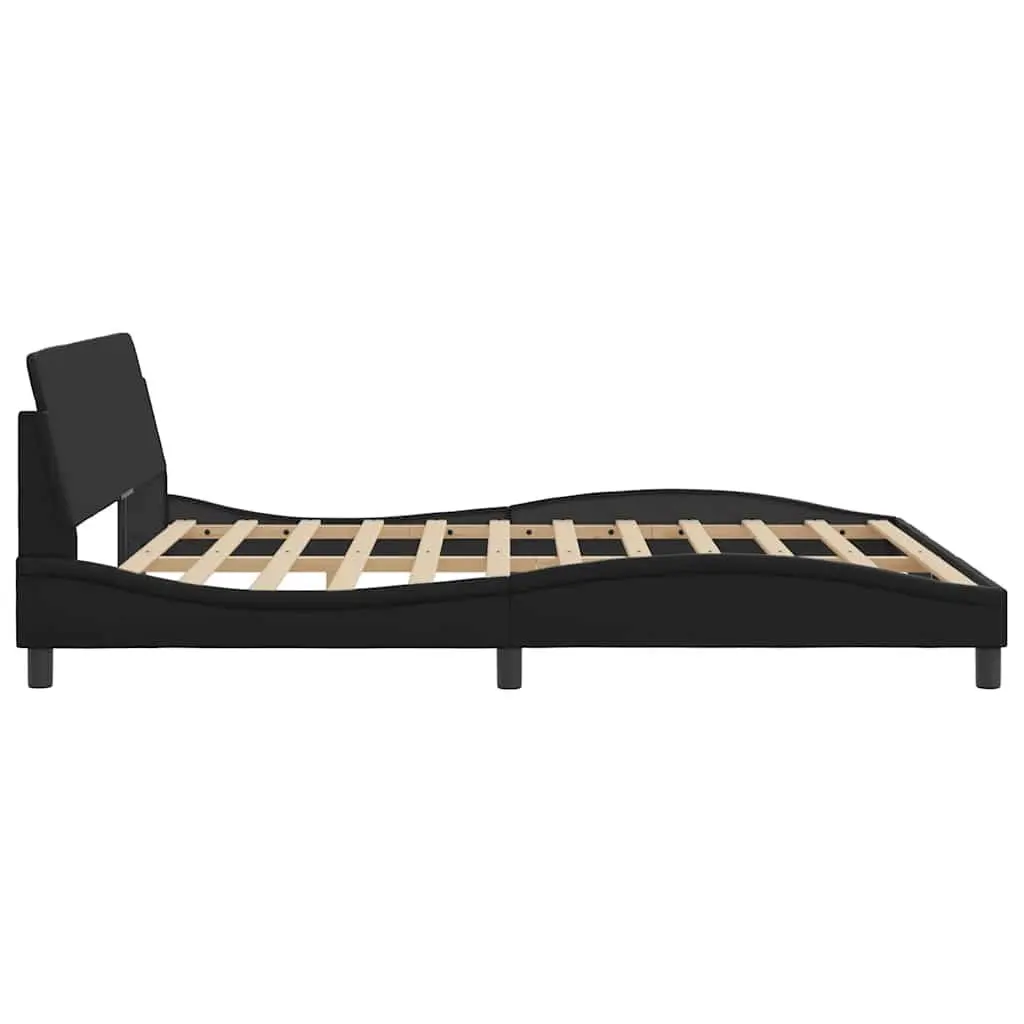 King Bed Frame 180x200 cm Black Faux Leather Headboard Bedroom Furniture