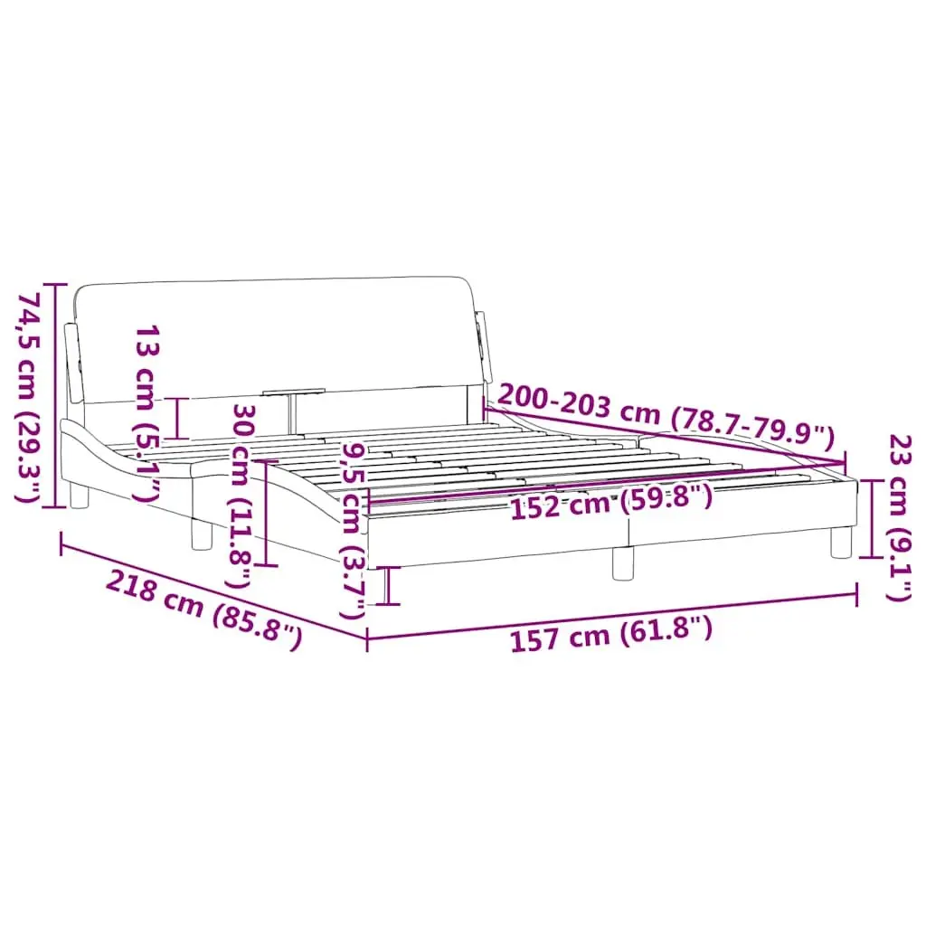 Queen Bed Frame Black Fabric Headboard Bedroom Furniture with Plywood Slats