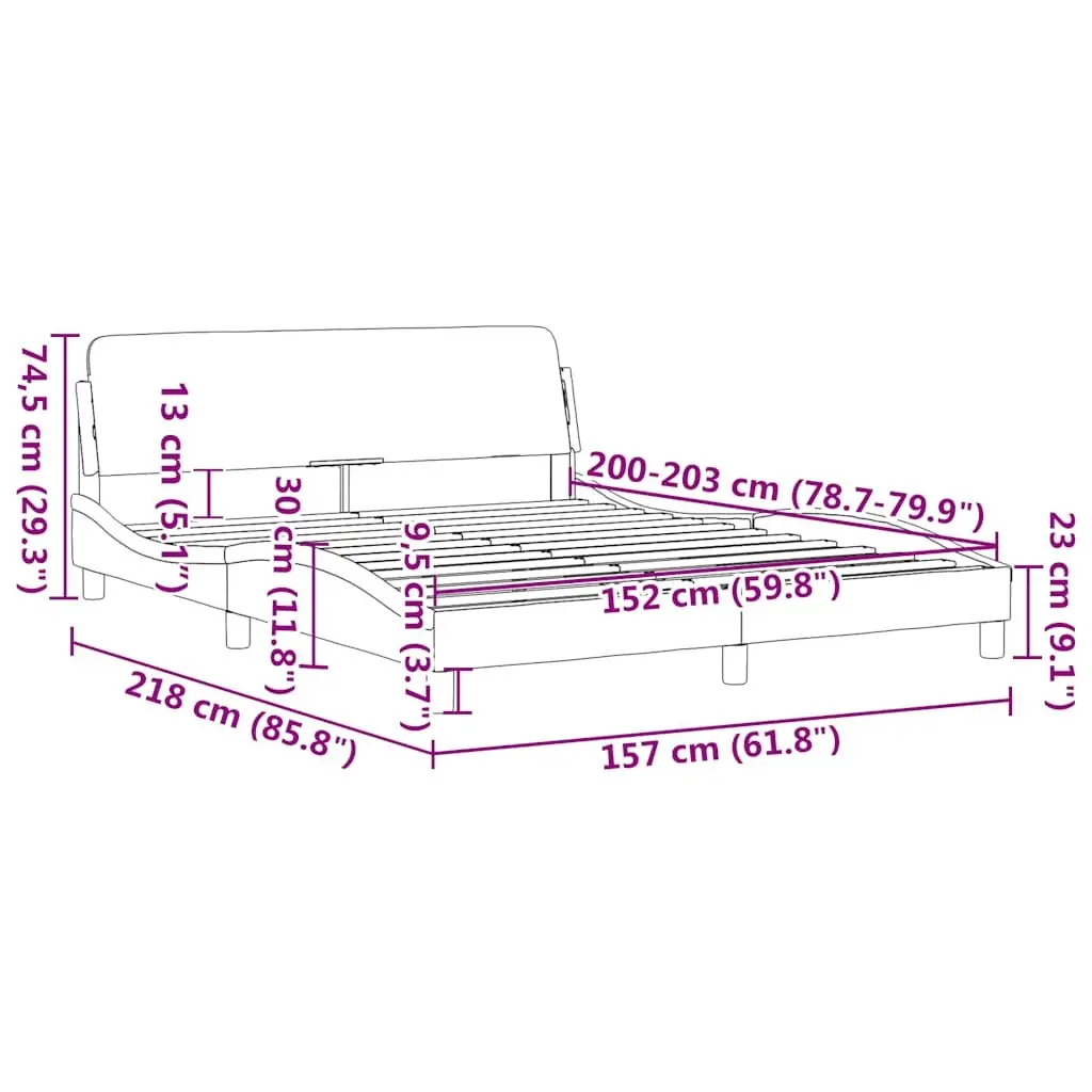 Queen Bed Frame Black Velvet Headboard 152x203cm Bedroom Furniture Slats