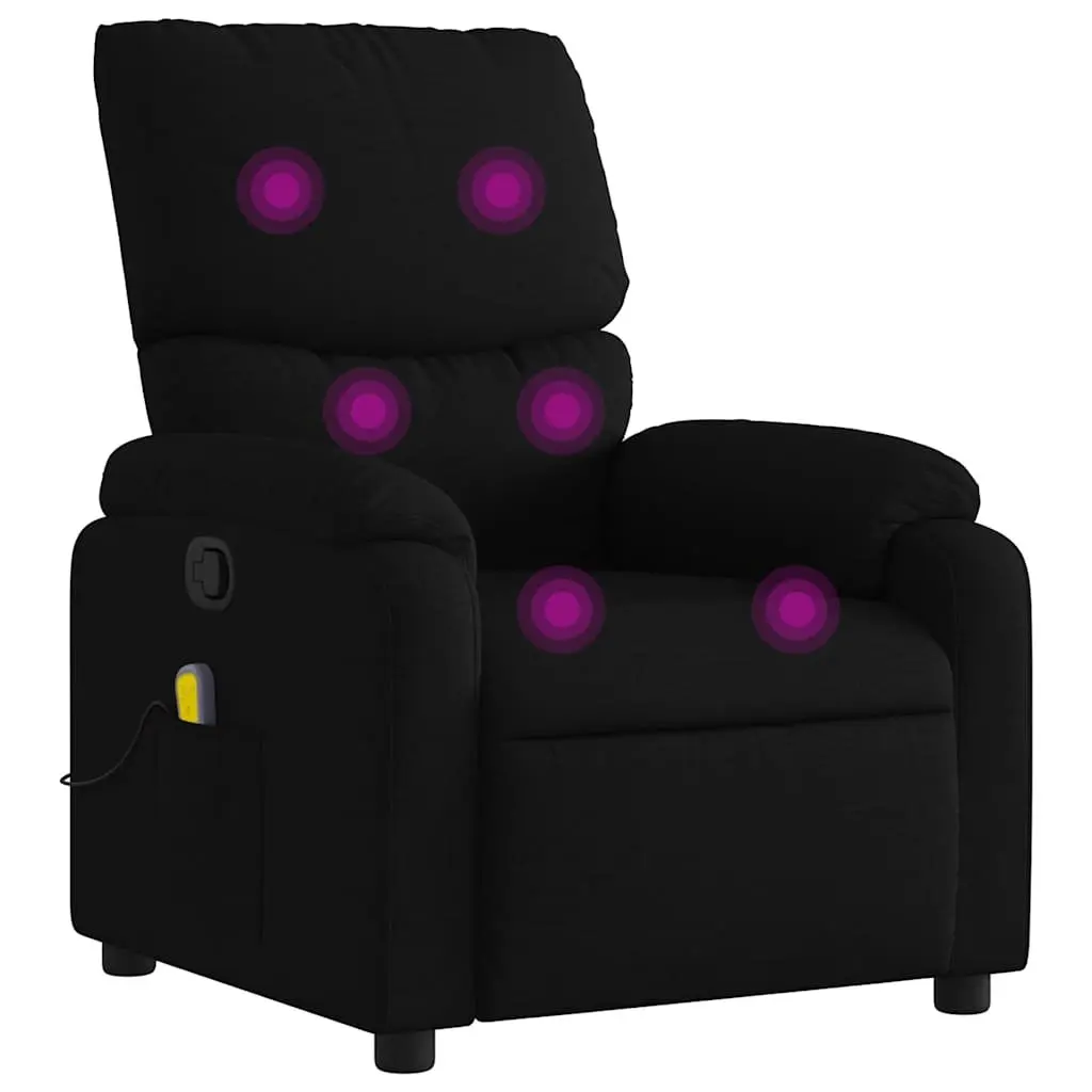 Massage Recliner Chair Black Fabric Manual Recline Vibration 6 Points