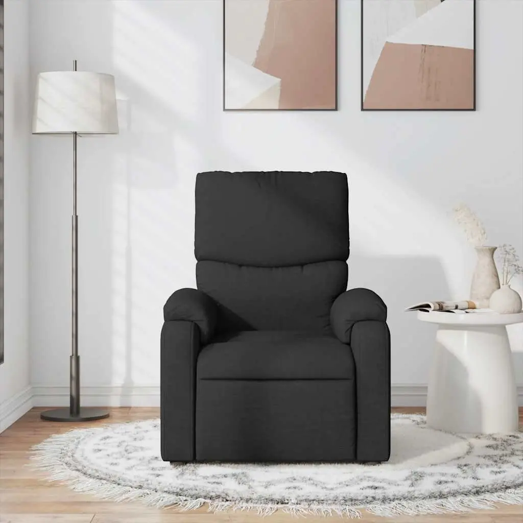 Massage Recliner Chair Black Fabric Manual Recline Vibration 6 Points
