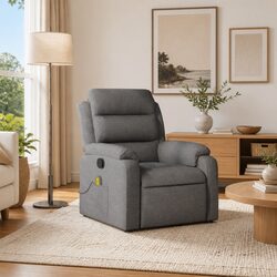 Compact Grey Reclining Massage Chair with 6 Vibration Settings