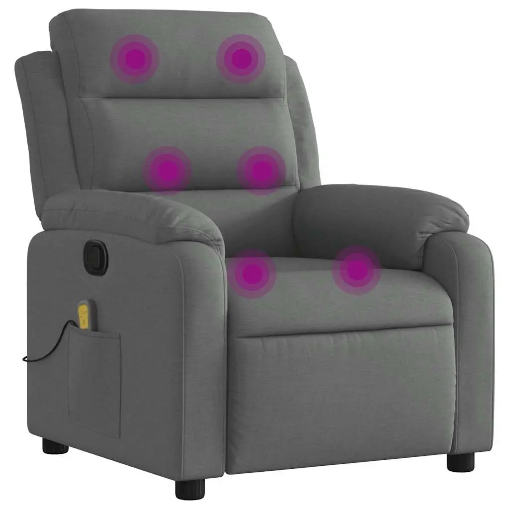 Grey Reclining Massage Chair with 6 Vibration Settings