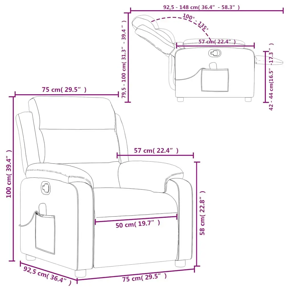 Grey Reclining Massage Chair with 6 Vibration Settings