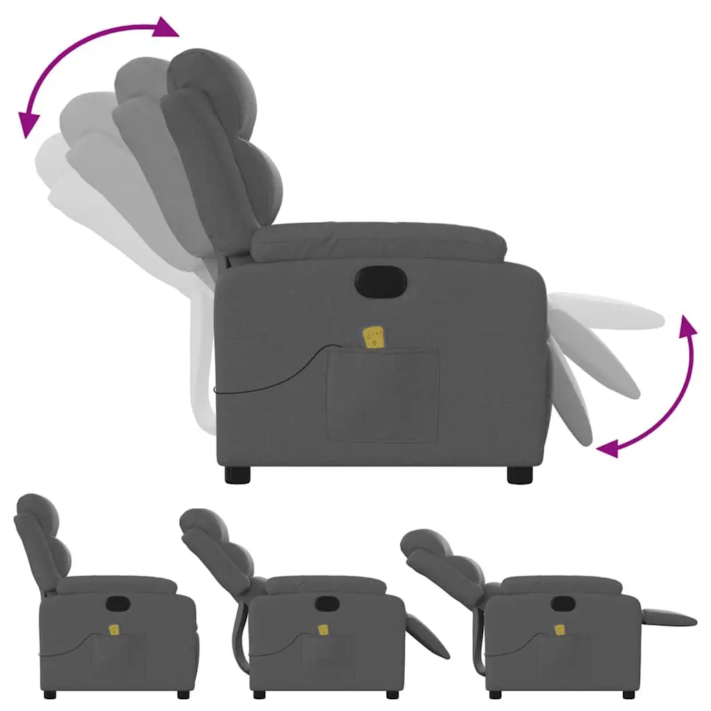Grey Reclining Massage Chair with 6 Vibration Settings