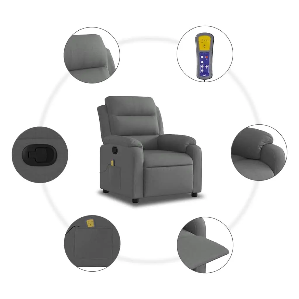 Grey Reclining Massage Chair with 6 Vibration Settings